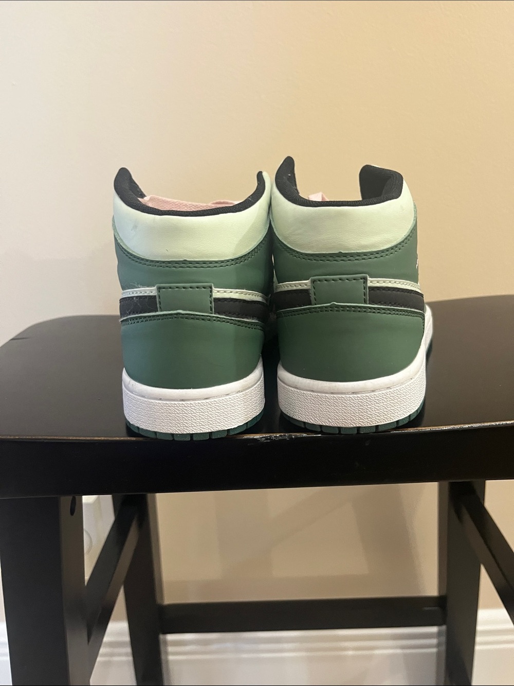 Mid-Top Sneakers in Mint Green, Black & Pink Laces - Picture 2 of 11